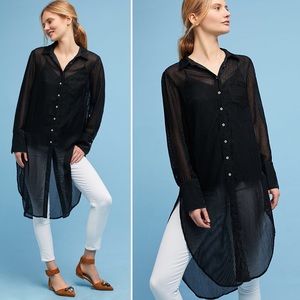 Akemi + Kin Anthropologie Velvet Button-down Tunic
